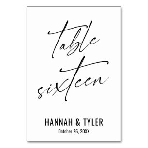 Contemporary Elegant Typography Table Sixteen Number