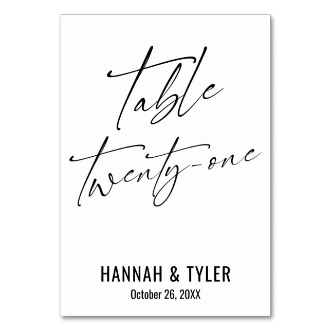 Contemporary Elegant Typography Table Twenty-One Number (Front)