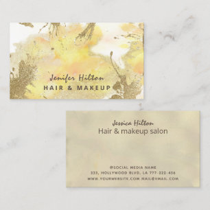 Contemporary elegant watercolor wash glittery business card
