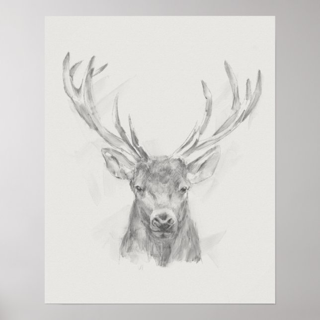 Contemporary Elk Sketch Poster (Front)