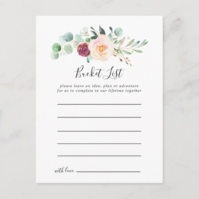 Contemporary Eucalyptus Floral Bucket List Cards (Front)