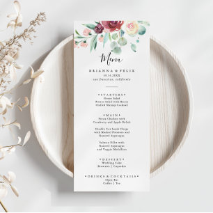 Contemporary Eucalyptus Floral Dinner Menu