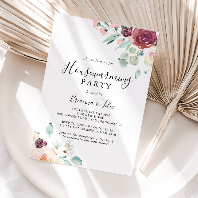 Contemporary Eucalyptus Floral Housewarming Party Invitation (Creator Uploaded)