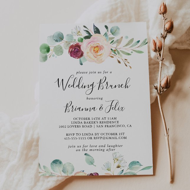 Contemporary Eucalyptus Floral Wedding Brunch Invitation (Creator Uploaded)