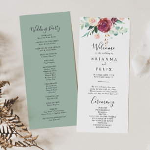 Contemporary Eucalyptus Floral Wedding Program Programme