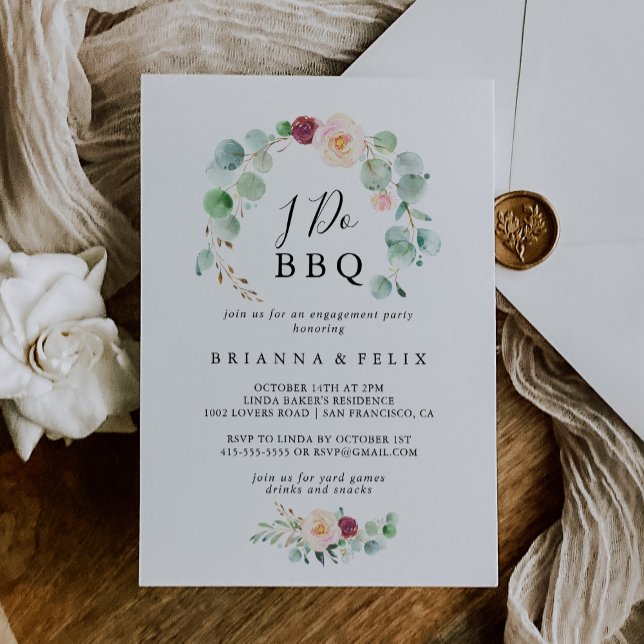 Contemporary Eucalyptus I Do BBQ Engagement Party Invitation (Creator Uploaded)