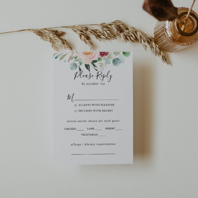 Contemporary Eucalyptus Wedding Menu Choice RSVP (Creator Uploaded)