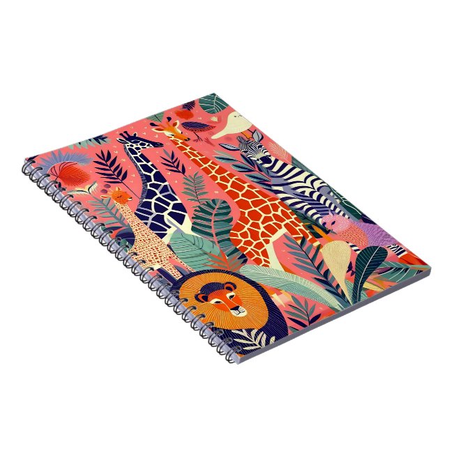 Contemporary exotic animals and birds 1 pink notebook (Right Side)