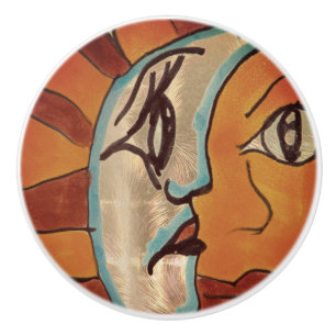 Contemporary Face Sketch Ceramic Knob