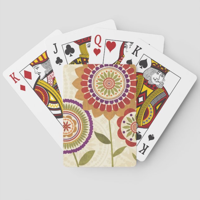 Contemporary Fall Flowers Playing Cards (Back)