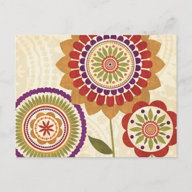 Contemporary Fall Flowers Postcard (Front)