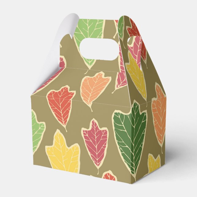 Contemporary Fall Oak Leaves Pattern Favour Box (Back Side)