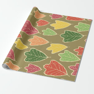 Contemporary Fall Oak Leaves Pattern  Wrapping Paper