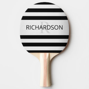 Contemporary Faux Silver Ombre Stripes & Black Ping Pong Paddle