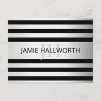 Contemporary Faux Silver Ombre Stripes & Black