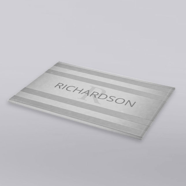 Contemporary Faux Silver Ombre Stripes & Grey Cutting Board (Creator Uploaded)