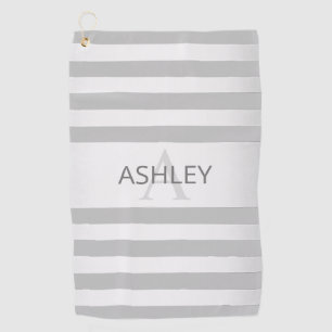Contemporary Faux Silver Ombre Stripes & Grey Golf Towel