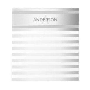 Contemporary Faux Silver Ombre Stripes & Grey Notepad
