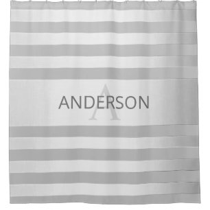 Contemporary Faux Silver Ombre Stripes & Grey Shower Curtain
