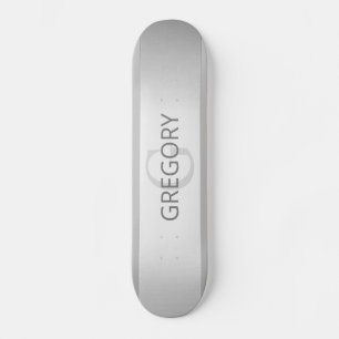 Contemporary Faux Silver Ombre Stripes & Grey Skateboard