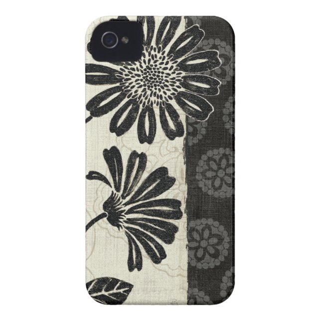 Contemporary Florals in Black and White Case-Mate iPhone Case (Back)