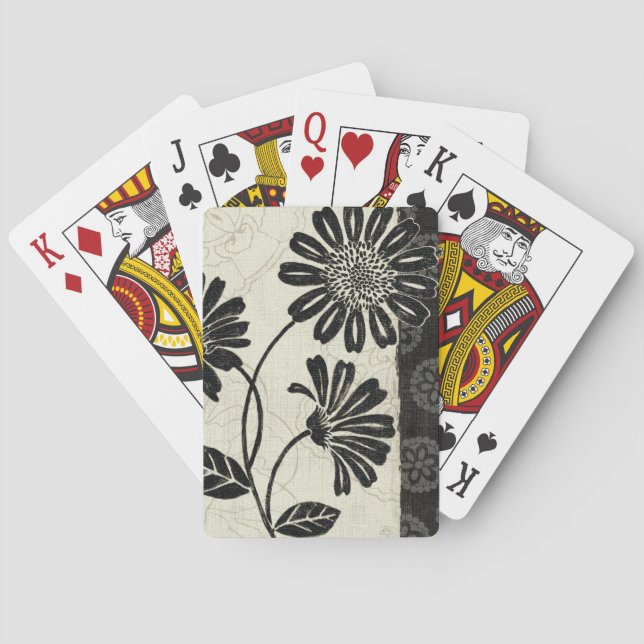 Contemporary Florals in Black and White Playing Cards (Back)