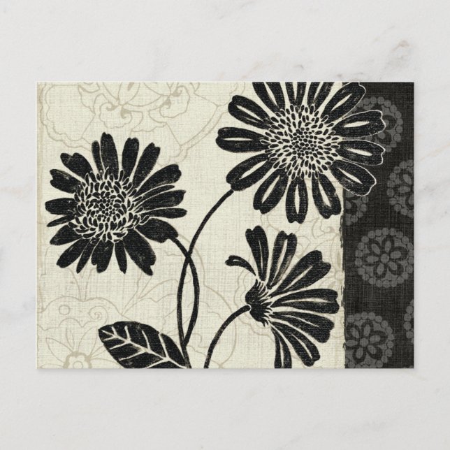 Contemporary Florals in Black and White Postcard (Front)