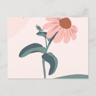 Contemporary Flower Art Announcement Postcard