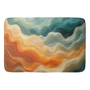 Contemporary Fluid Wave Abstract Bath Mat