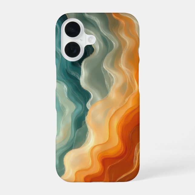 Contemporary Fluid Wave Abstract iPhone 16 Case (Back)