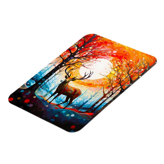 Contemporary Forest Wild Deer Magnet (Left Side)
