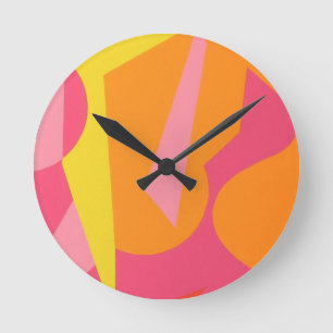 Contemporary Form of Orange and Pink Round Clock