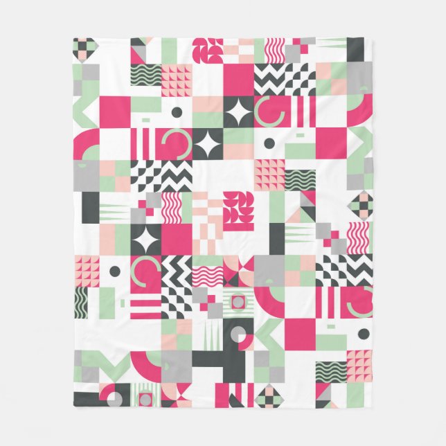 Contemporary geometric mosaic seamless pattern wit fleece blanket (Front)