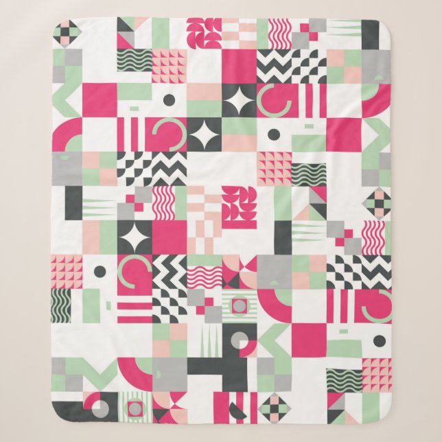 Contemporary geometric mosaic seamless pattern wit sherpa blanket (Front)