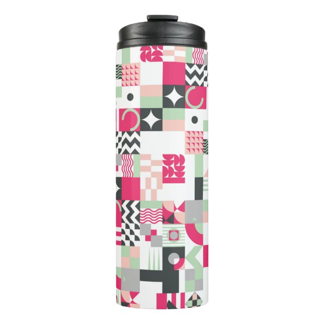 Contemporary geometric mosaic seamless pattern wit thermal tumbler (Front)