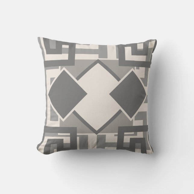Contemporary Geometrics Grey & Beige  Cushion (Front)