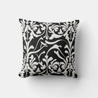Contemporary Glossy Damask - Black & White Cushion