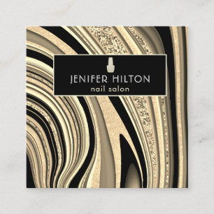 Contemporary gold agate geode nail salon square business card