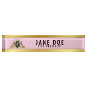 Contemporary Gold and Pink Nameplate for Her