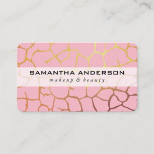 Contemporary Gold Chic Pattern Pink Business Card
