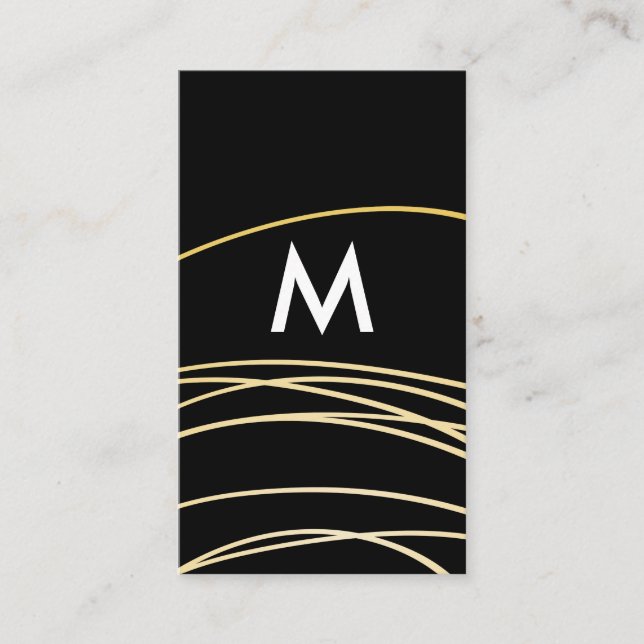 Contemporary Gold Scribbles with Monogram Business Card (Front)