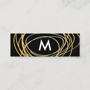 Contemporary Gold Scribbles with Monogram Mini Business Card