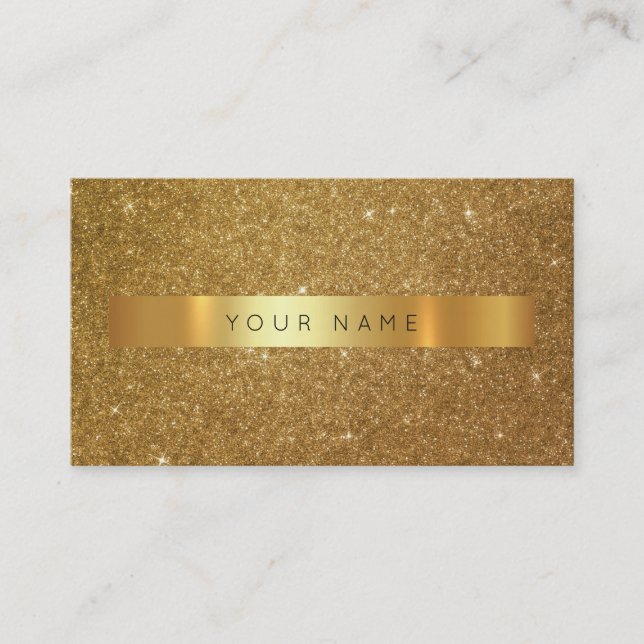 Contemporary Golden Glitter Stripes Vip Glam Business Card (Front)