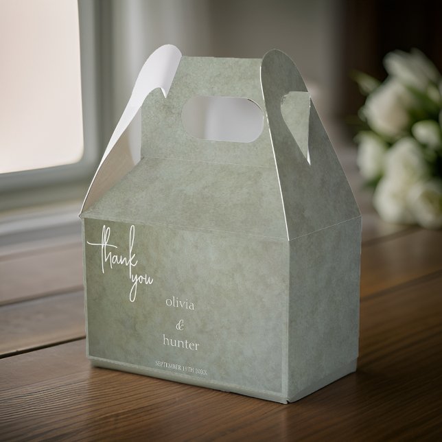 Contemporary Golden Sage Faux Suede Paint Wedding Favour Box (Creator Uploaded)