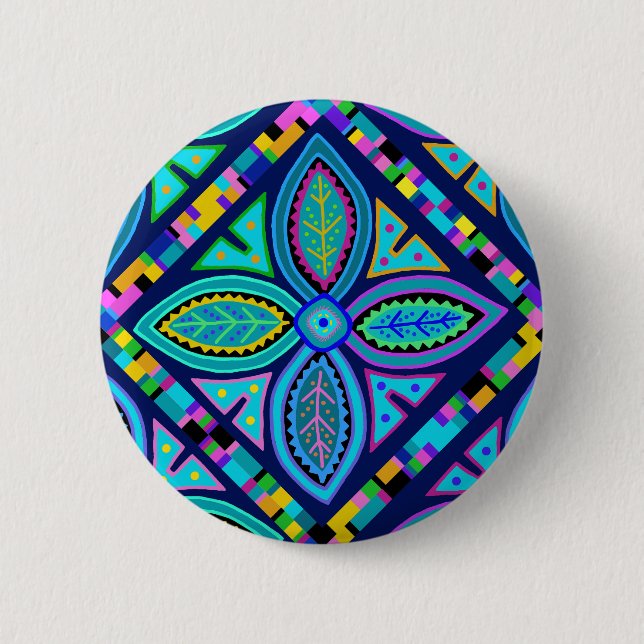 Contemporary Granny Square Flower 6 Cm Round Badge (Front)