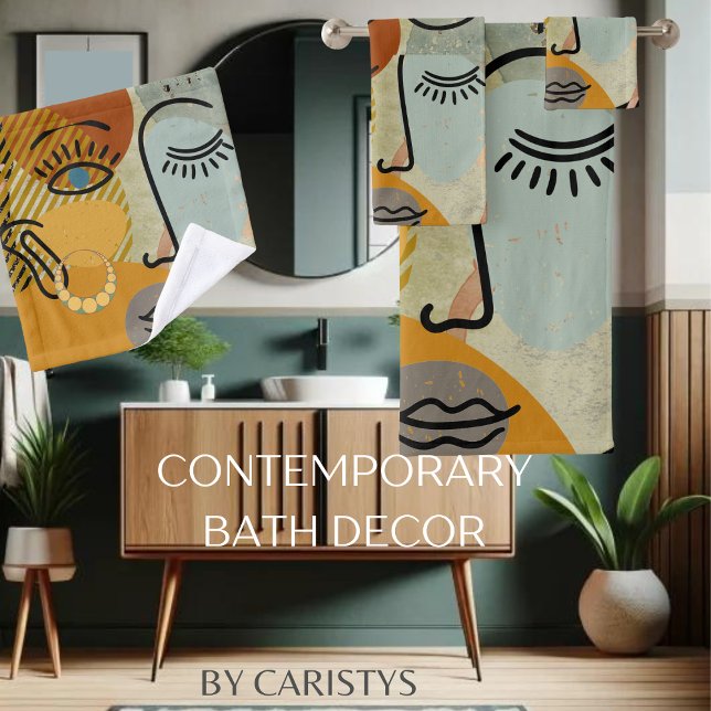 Contemporary Graphics Face Silhouette Bath Towel Set (Creator Uploaded)