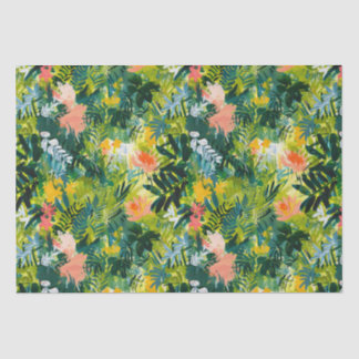 Contemporary Green Abstract Floral Pattern Tissue Paper