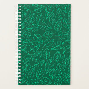Contemporary Green Birch Leaves Pattern Planner