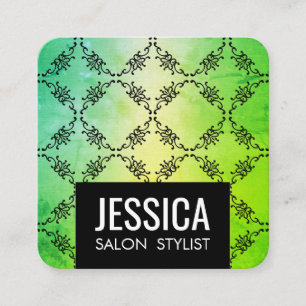 Contemporary Green Glamour Square Business Card