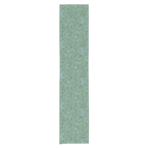 Contemporary Green Mulberry Leaves Collage Short Table Runner